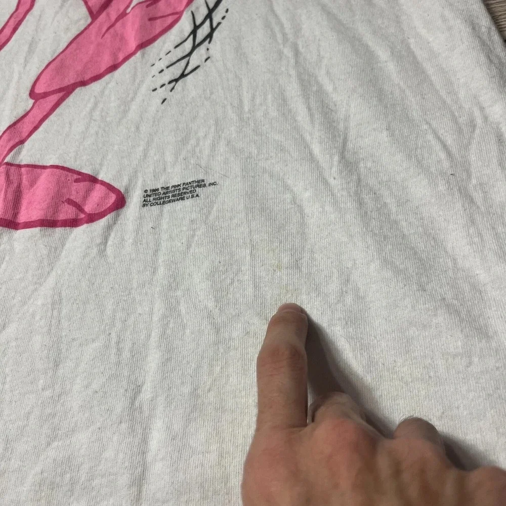 Pink Panther Shirt Adult One Size White Vintage 1996 90s Clues AOP TV Series